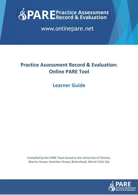 Practice Assessment Record & Evaluation: Online PARE Tool .